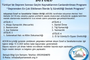 Türkiye'de Deprem Sonrası Geçim Kaynaklarının Canlandırılması Programı